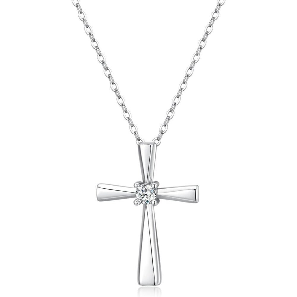 🆕 Women Silver Small Cross Necklace Stunning Shine Wearing Stylish Jewelry Gift